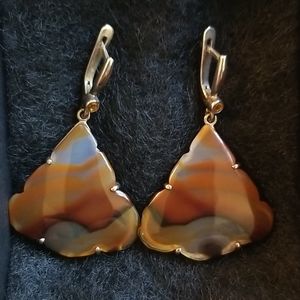 Agate Silver Earrings